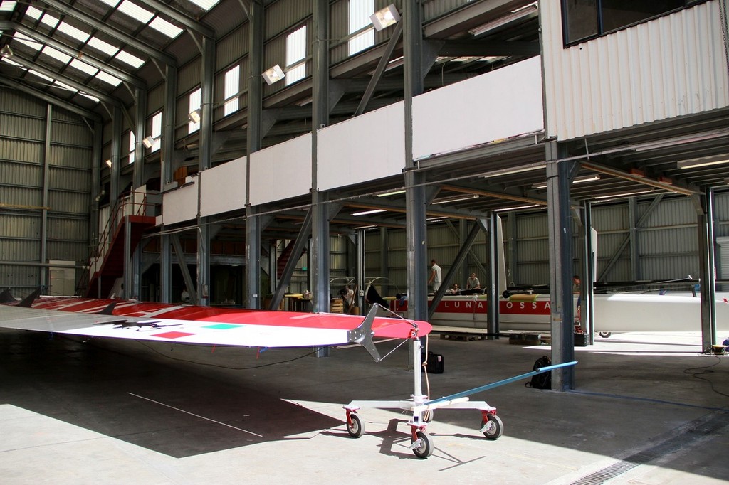 Inside the Luna Rossa shed - Prada AC45 launch - 16 January 2012, Auckland © Richard Gladwell www.photosport.co.nz
